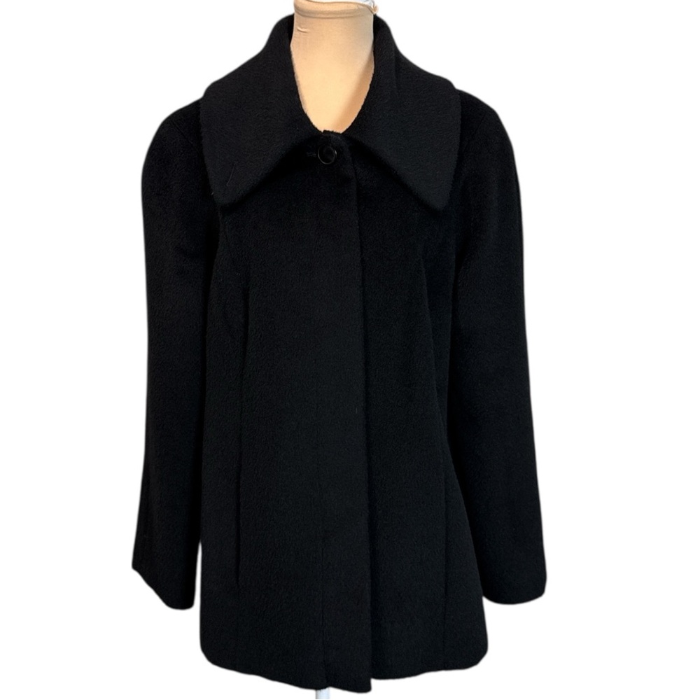 Preston & York Women's Black Pea Coat Wool/Mohair Size 14